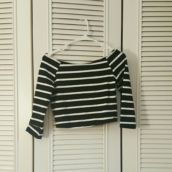 Off The Shoulder Striped Crop Top