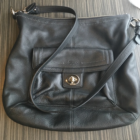 Coach black leather hobo shoulder bag