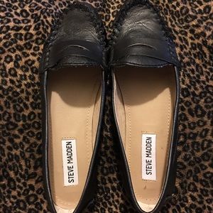 Little cute black loafers real leather