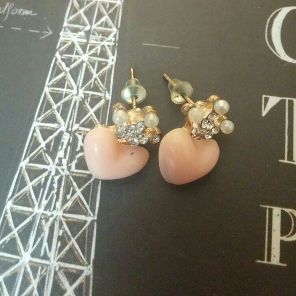 Pink heart earrings
