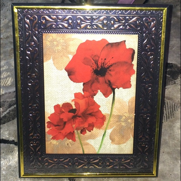 Beautiful Poppy Flower Metallic Wall Art