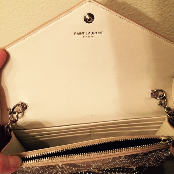 Saint Laurent Monogram Metallic Python Clutch - Picture 2 of 3