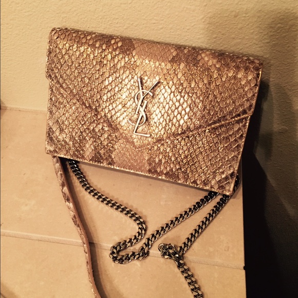 Saint Laurent Monogram Metallic Python Clutch - Picture 3 of 3