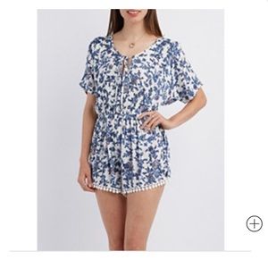 Floral Print Cold Shoulder Romper