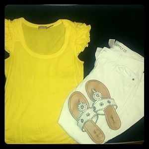 Ruffled Sleeve Yellow Top