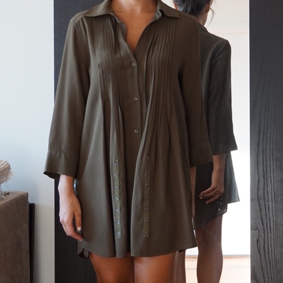 Alice + Olivia olive green blouse