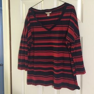Red & navy long sleeve Banana Republic tee shirt