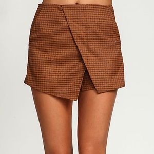 Camel checkered  Wrap Envelope Skort