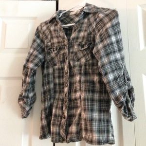 Plaid flannel shirt!! Super cute for fall days!