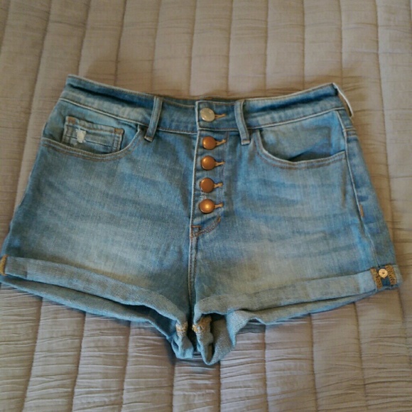 Kendall & Kylie High Rise Button Up Shorts