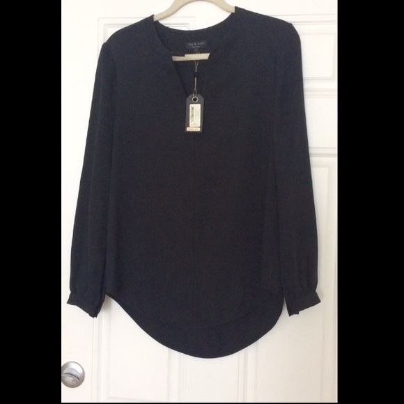 Rag & Bone Black Carla Slitneck Shirt, M