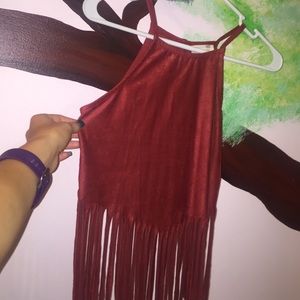 LA hearts faux suede fringe crop top!
