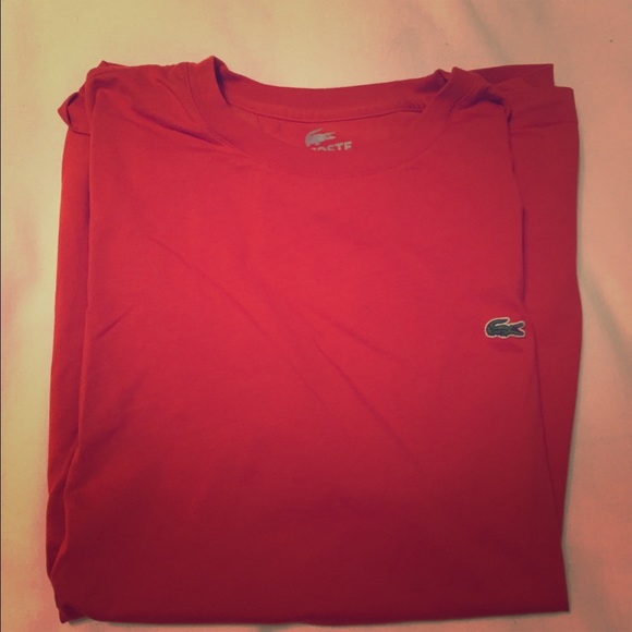 Men's Red Lacoste Short Sleeve Shirt