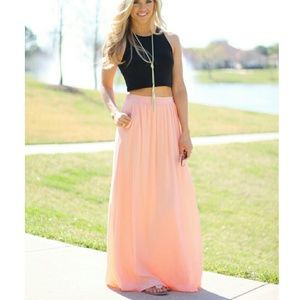 Never worn baby pink maxi skirt