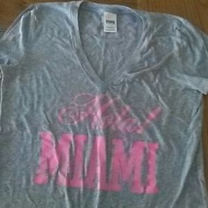 Vs pink tee hola miami sz lrg