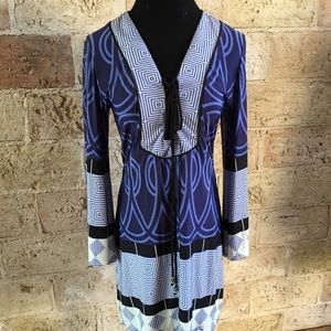 Fun print blue mini dress