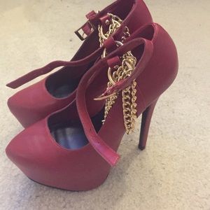 Red high heels with a platform