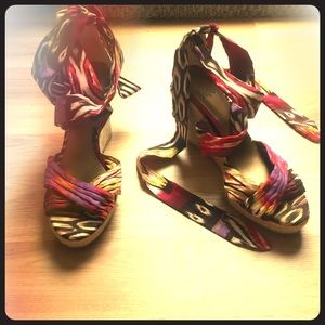 Lace up espadrille wedges.