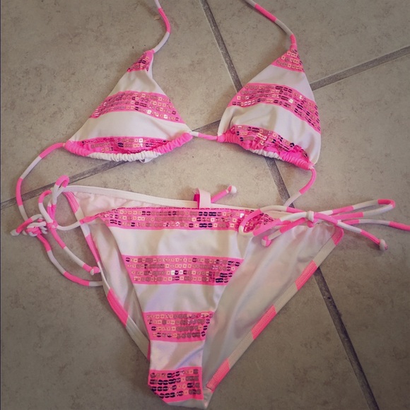 Victoria's Secret pink sequined bathing suit