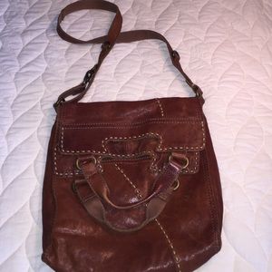 Lucky Mahogany Italian Leather Shoulder Bag