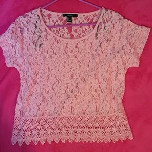 Forever 21 baby pink lace top