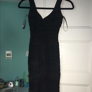 Herve leger black beaded texture dress