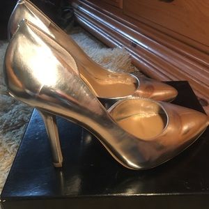 BCBG Paris silver pointed toe heels - brand new!