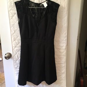 Black solid and lace cocktail dress