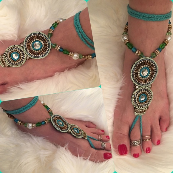 ✔️1 Left! FINAL PRICE✔️Foot Jewelry Off White/Gold - Picture 2 of 5