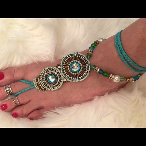 ✔️1 Left! FINAL PRICE✔️Foot Jewelry Off White/Gold - Picture 3 of 5