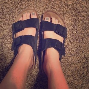 Birkenstocks. Black suede. Size 39