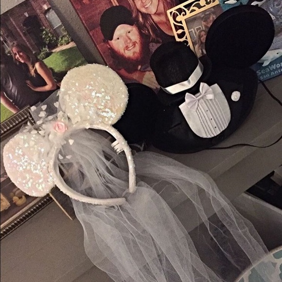 Authentic bride and groom Mickey and Minnie ears