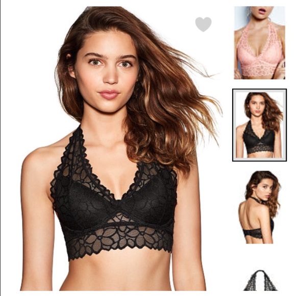 ISO VS PINK Floral Lace Halter Bralette