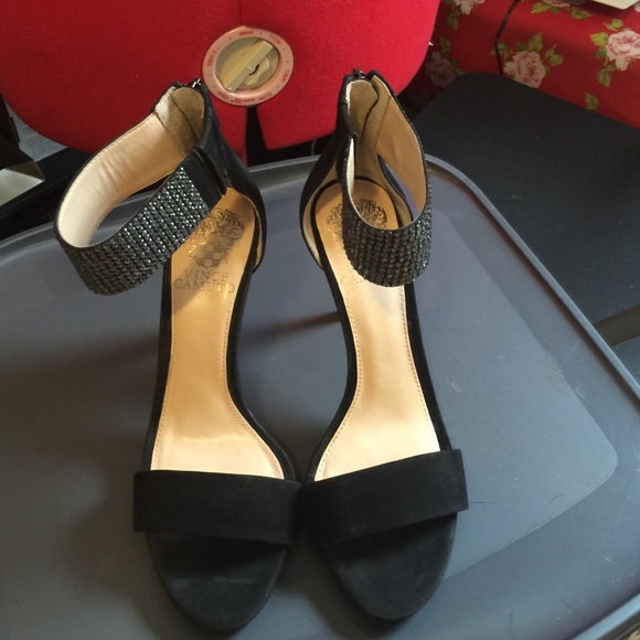 Vince Camuto Black Suede Sandals.