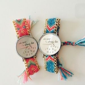 Who cares watch pastelle pink & light blue!