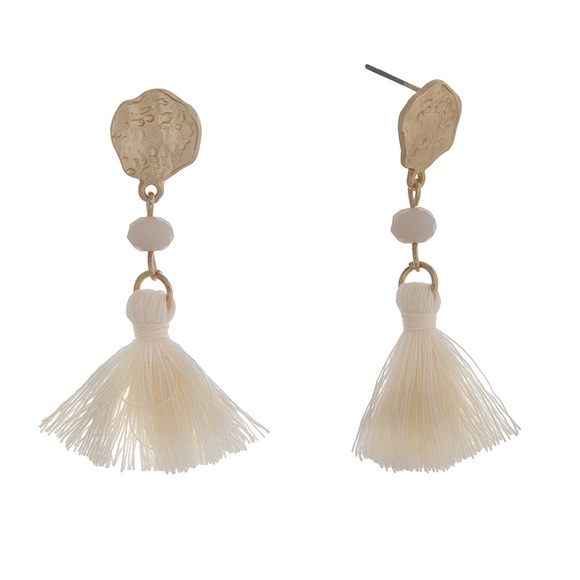 Romance Jewelry - 🌎👂🏼Gold Tone Drop Post Ivory Tassel Earrings Romance Jewelry - 🌎👂🏼Gold Tone Drop Post Ivory Tassel Earrings