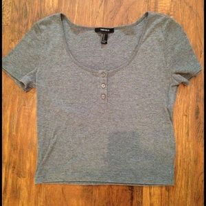Forever 21 Gray buttoned crop top