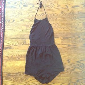 black open back romper