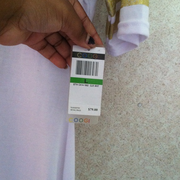 White and Gold T-Shirt Dress - Picture 2 of 4