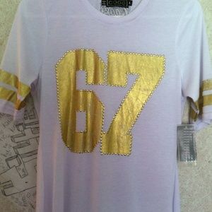 White and Gold T-Shirt Dress