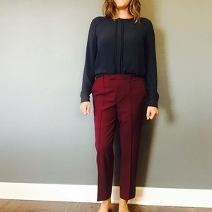 J.Crew burgundy ankle work trousers