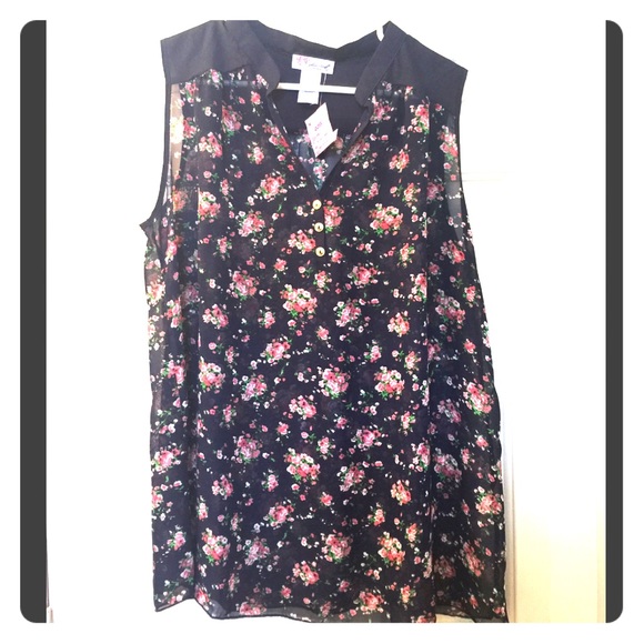 NWT - Blue Floral "Julie's Closet" Sheer Top