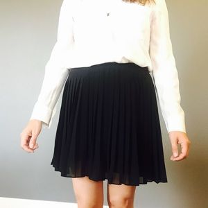 LOFT pleated black silky mini skirt
