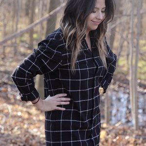 Long Plaid shirt / dress black