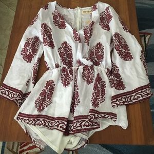 White and garnet romper