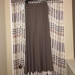 tan & black striped maxi skirt