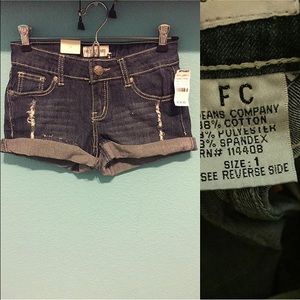 Denim distressed shorts