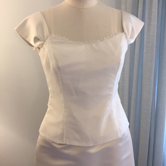 Diamond white bridal bodice top w shimmer dots.