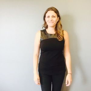 Club Monaco leather detailed top