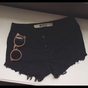 Brandy Melville Navy Blue Distressed Shorts 🌸